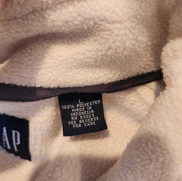 GAP Fleece Sweater Pull Over Quarter Zip, Cream/Navy, Size Large Mens Y2K - Picture 6 of 16